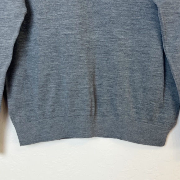 •ROBERT BARAKETT• Grey Swanson Engineered Striped Wool Crewneck Sweater Size XL - Picture 8 of 13